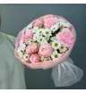 Букет с мини хризантемой , гвоздикой и кустовыми розами. 3