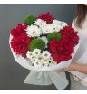 Букет с французскими розами, гвоздикой и хризантемами 1