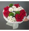 Букет с французскими розами, гвоздикой и хризантемами 2