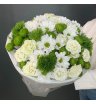 Букет с борный с кустовыми розами, хризантемой микс и диантусами 1